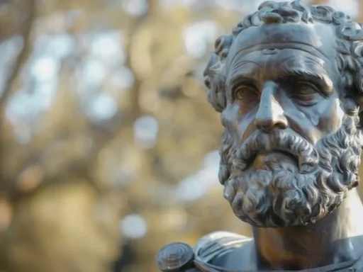 Una escena que ilustra la filosofía estoica en un entorno moderno.