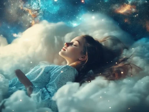 Mujer soñando, controlando su mundo onírico